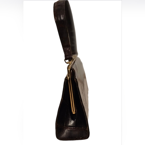 Vintage Vassar Genuine Alligator Clutch Purse Color Dark Brown - Picture 2 of 16